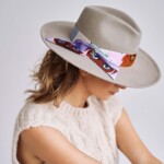 vakero kapelusz z jedwab szarfą szary damski Spadiora