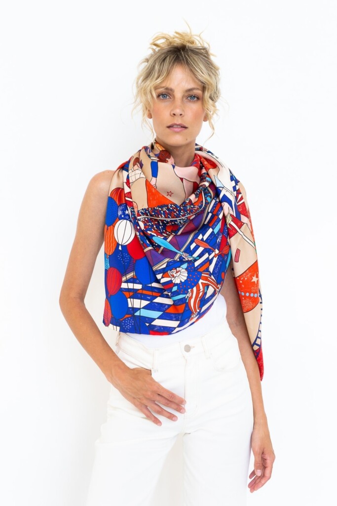 apaszka jedwabna Spadiora Cyrk 140x140