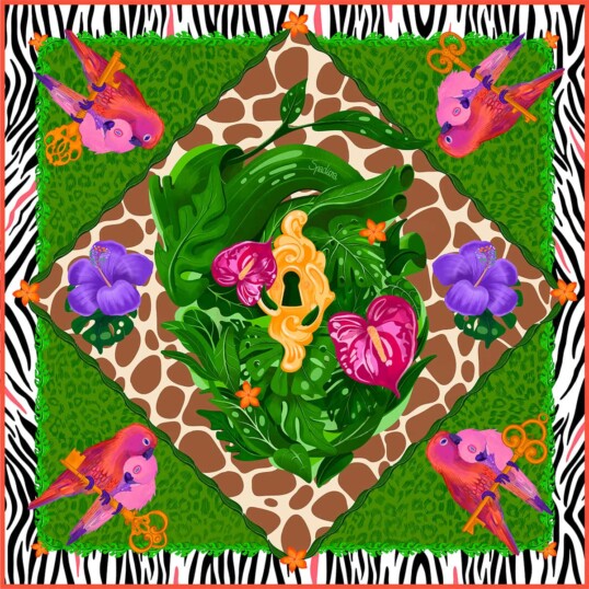 dzikość serca jedwabna apaszka Spadiora wz&oacute;r