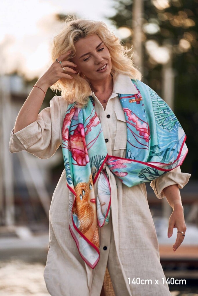 jedwabna apaszka Spadiora Ocean 2.0