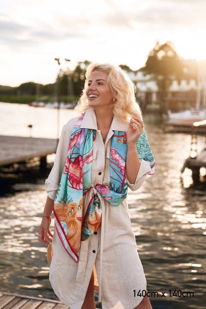 Spadiora jedwabna apaszka Ocean 2.0