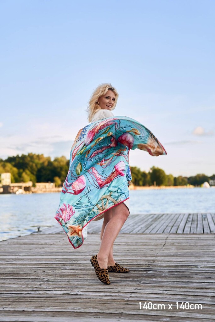 Spadiora Ocean 2.0 jedwabna apaszka 140x140