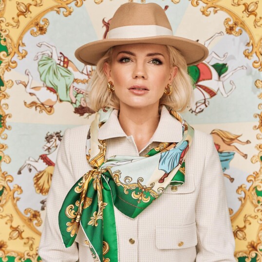 Spadiora jedwabna apaszka karuzela butelkowa zieleń