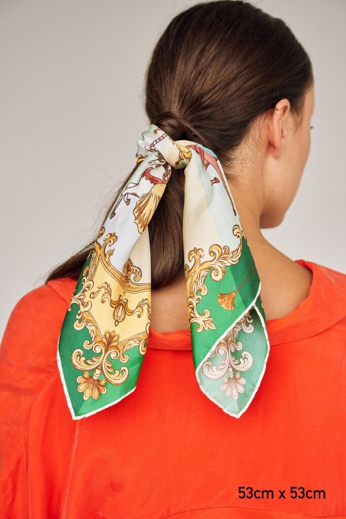 Spadiora jedwabna apaszka butelkowa zieleń karuzela Spadiora