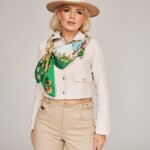 butelkowa zieleń Spadiora jedwabna apaszka karuzela