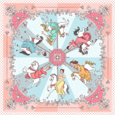 jedwabna apaszka karuzela purowy róż spadiora