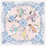 jedwabna apaszka karuzela platynowa szarość