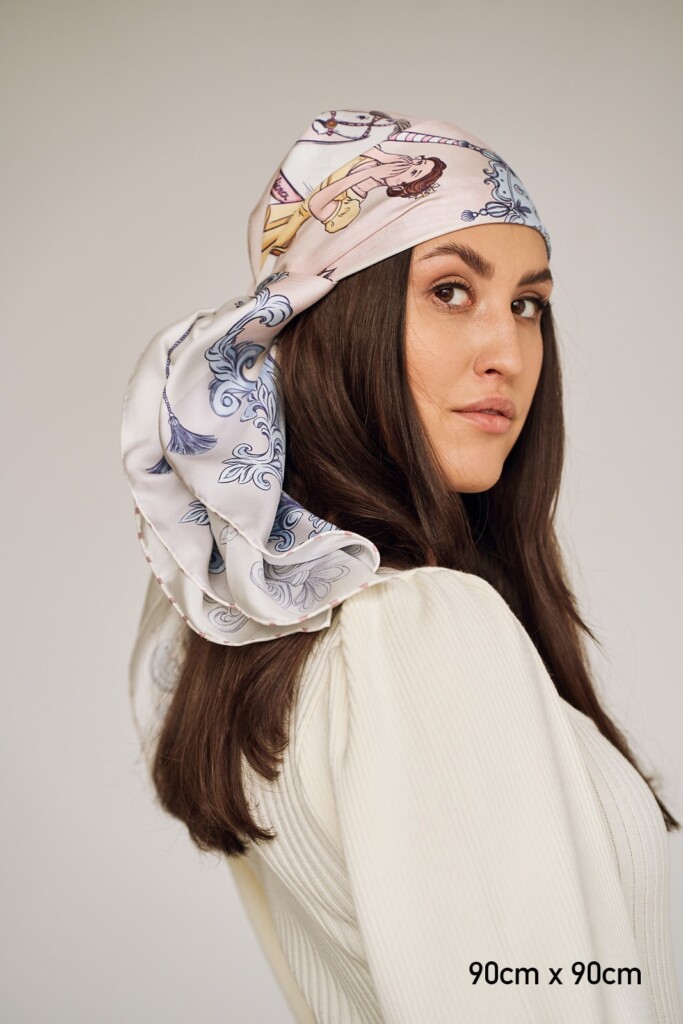 karuzela jedwabna apaszka platynowa szarość Spadiora