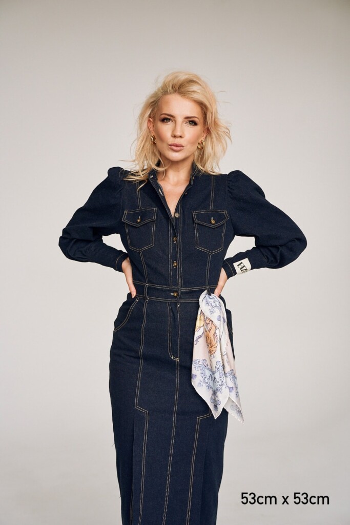 szarość platynowa jedwabna apaszka Spadiora