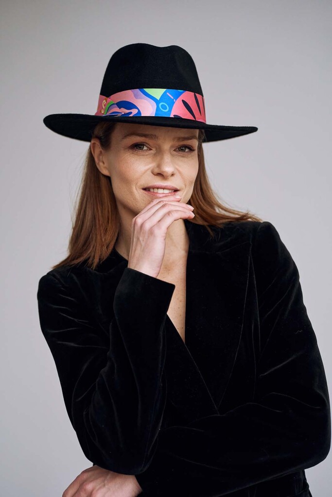 kapelusz bando z jedwab szarfa Spadiora czarny