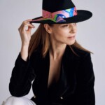 kapelusz bando z jedwabną szarfą Spadiora damski