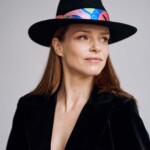 kapelusz bando czarny Spadiora z jedwab szarfa damski