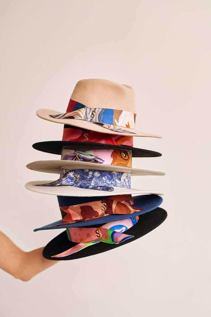 kapelusz damski z szarfa jedwabną Spadiora