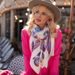 apaszka jedwabna Spadiora Konik Mazurski biała