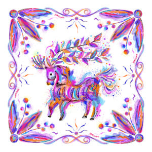 jedwabna apaszka dwustronna Spadiora Konik biały wzór