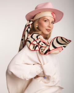 kapelusz damski bando z jedwabna szarfa rozowy spadiora 7