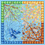 jedwabna apaszka dwustronna wiosenka Spadiora wzór