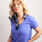 jedwabna apaszka konik mazurski granat spadiora