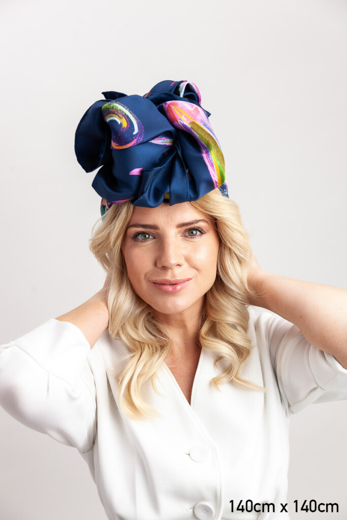 jedwabny turban spadiora konik mazurski granat