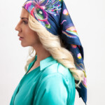 konik mazurski granat jedwabna apaszka 90x90