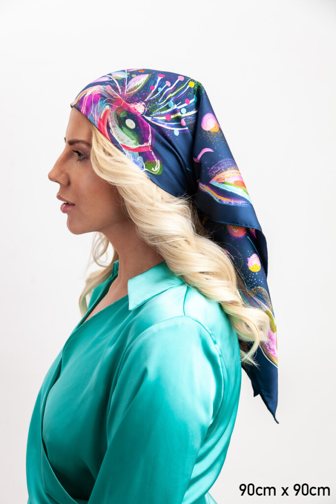 konik mazurski granat jedwabna apaszka 90x90