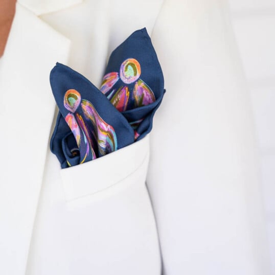 jedwabna poszetka spadiora dwustronna konik mazurski granat