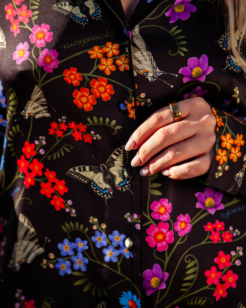 spadiora revo jedwabna pizama rozlaka z dlugimi spodniami