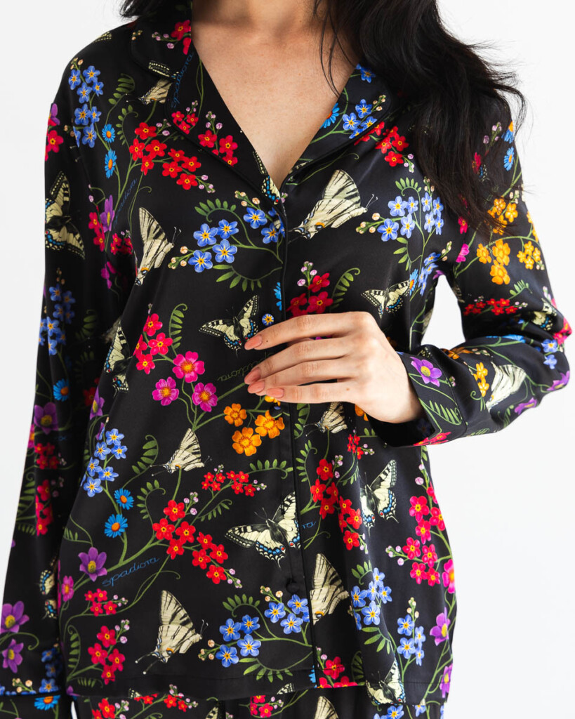 pizama jedwabna revo rozlaka zestaw z dlugimi spodniami spadiora