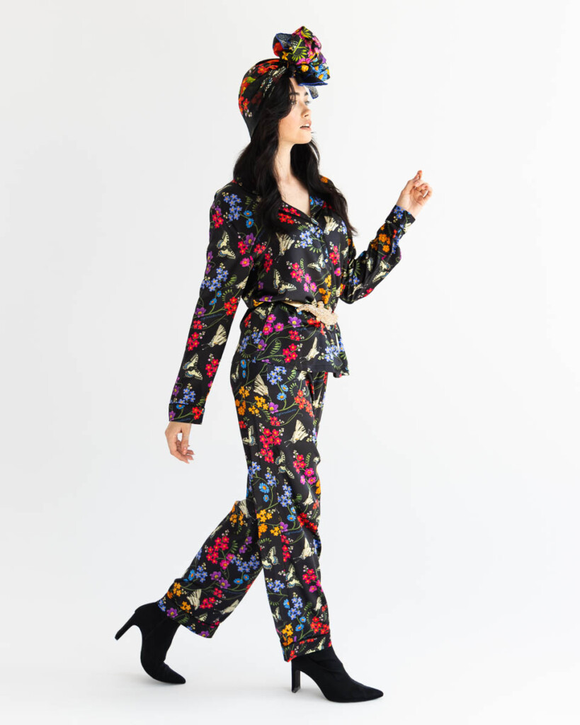 rozlaka jedwabna revo pizama spadiora zestaw z dlugimi spodniami