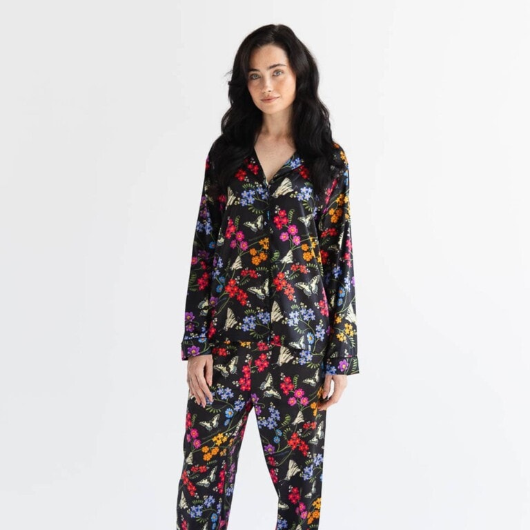 jedwabna pizama revo rozlaka zestaw z dlugimi spodniami spadiora