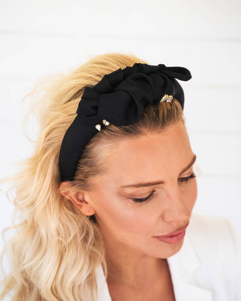 jedwabna opaska do wlosow ornamo czarna spadiora