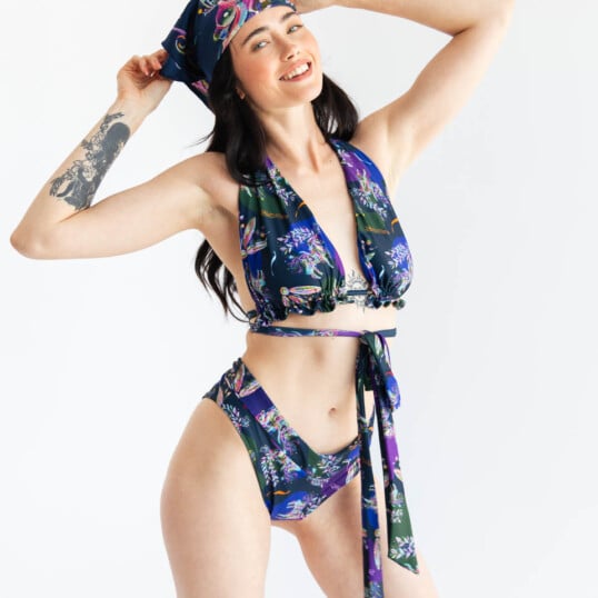 kostium kapielowy dwuczesciowy ripozi konik mazurski granat spadiora