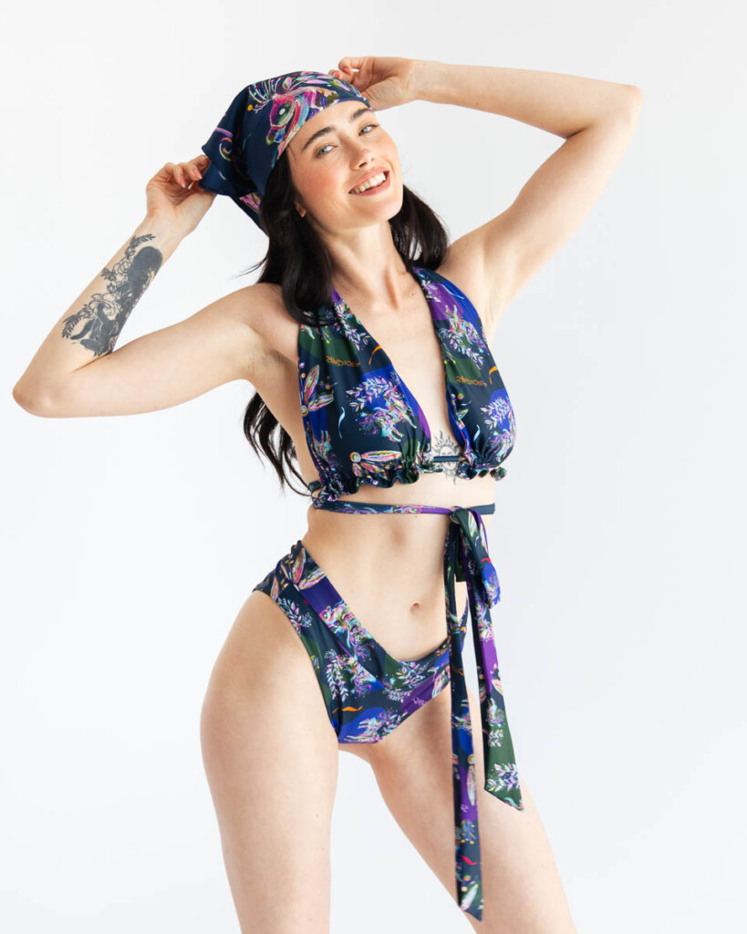 kostium kapielowy dwuczesciowy ripozi konik mazurski granat spadiora