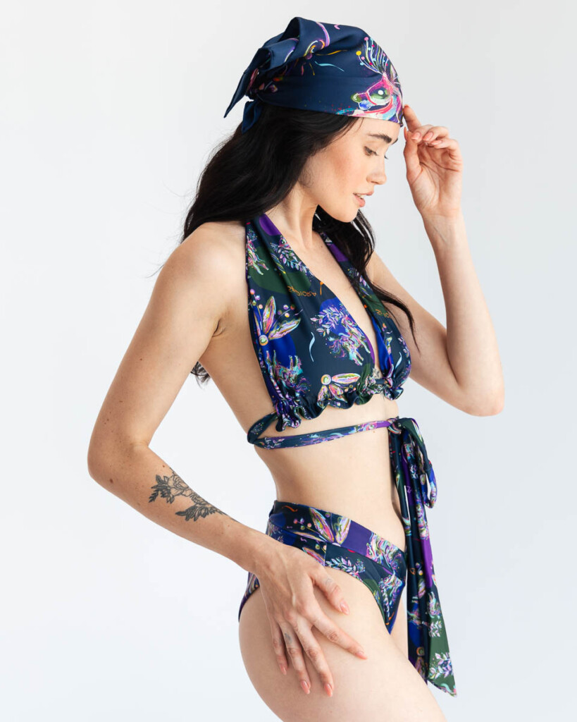 granat konik mazurski spadiora kostium kapielowy dwuczesciowy