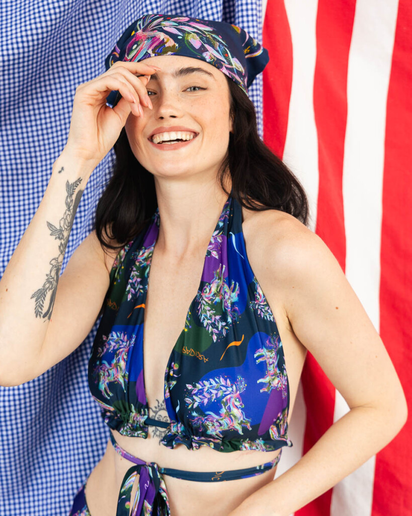 dwuczesciowy ripozi konik granat mazurski kostium kapielowy spadiora