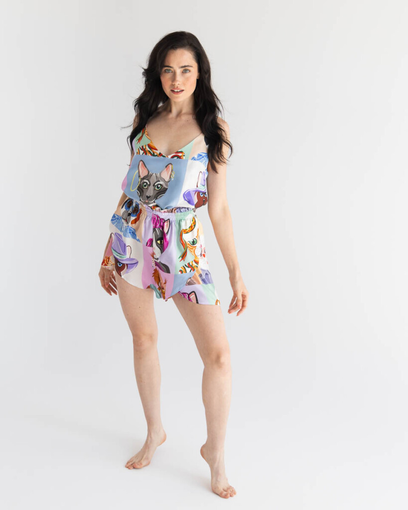 jedwabny top sereno jedwabne szorty fino koty spadiora 1