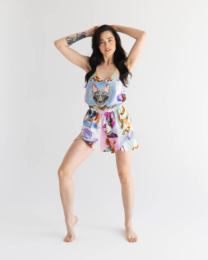 jedwabny top sereno jedwabne szorty fino koty spadiora 2