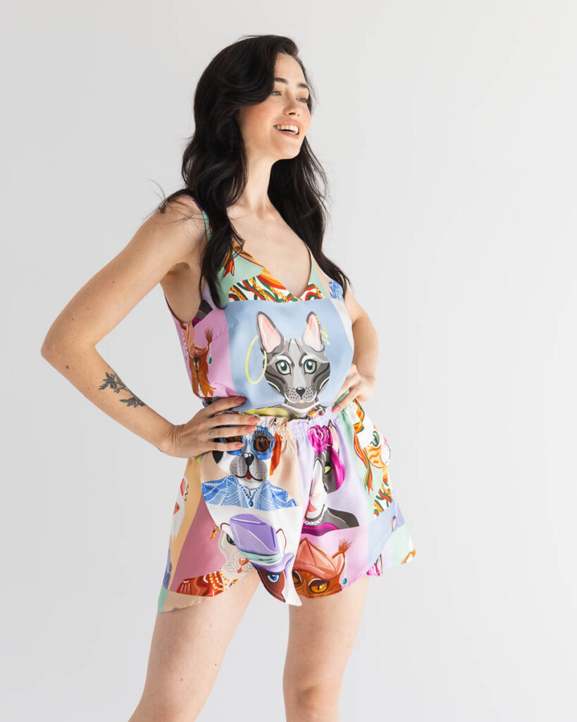 jedwabny top sereno jedwabne szorty fino koty spadiora 3