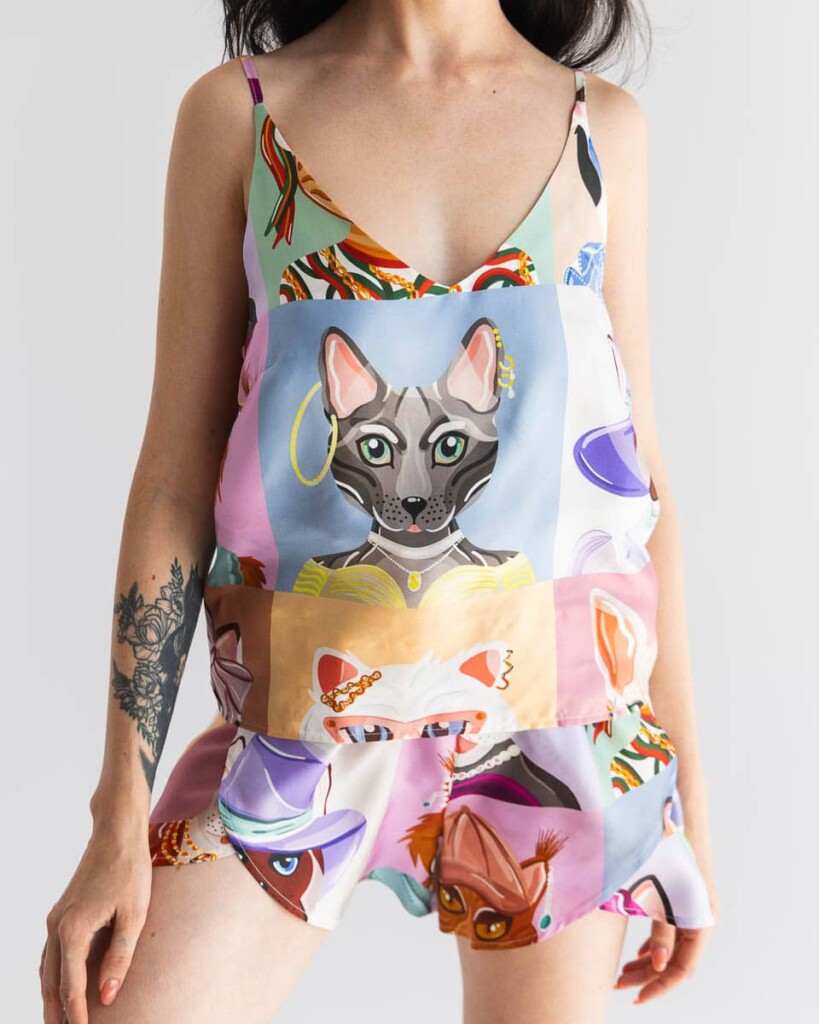 jedwabny top sereno jedwabne szorty fino koty spadiora 7