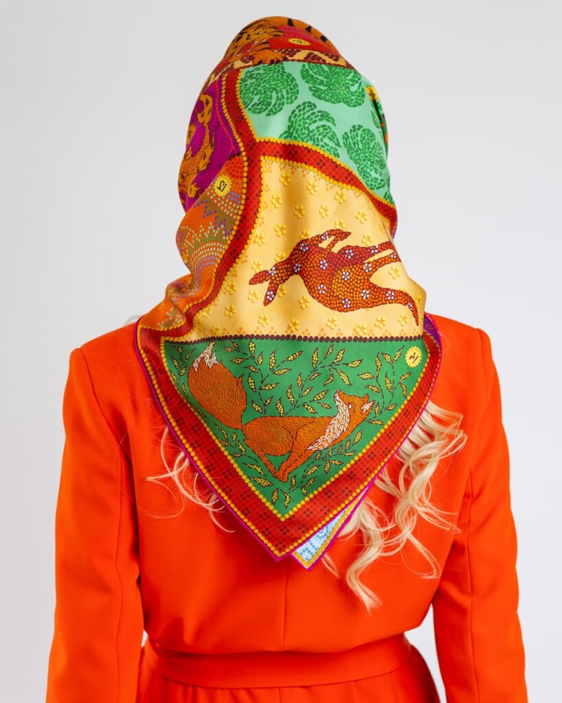 apaszka jedwabna dwustronna fauna spadiora 16