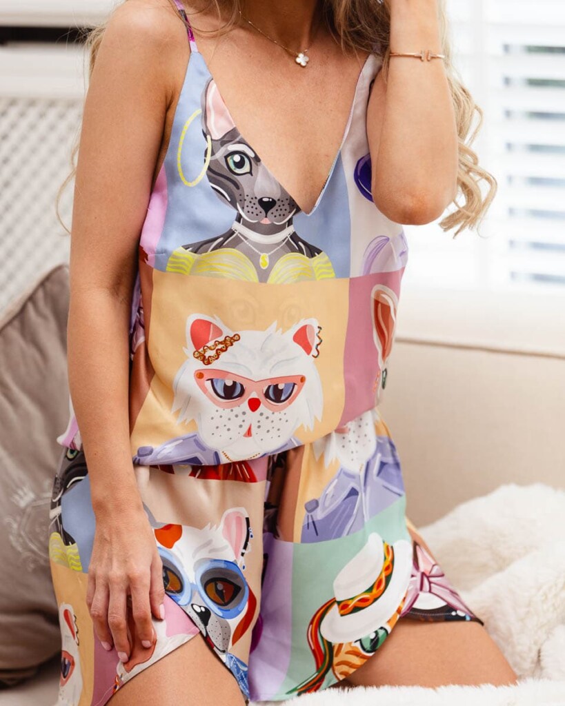 jedwabny top sereno jedwabne szorty fino koty spadiora 16