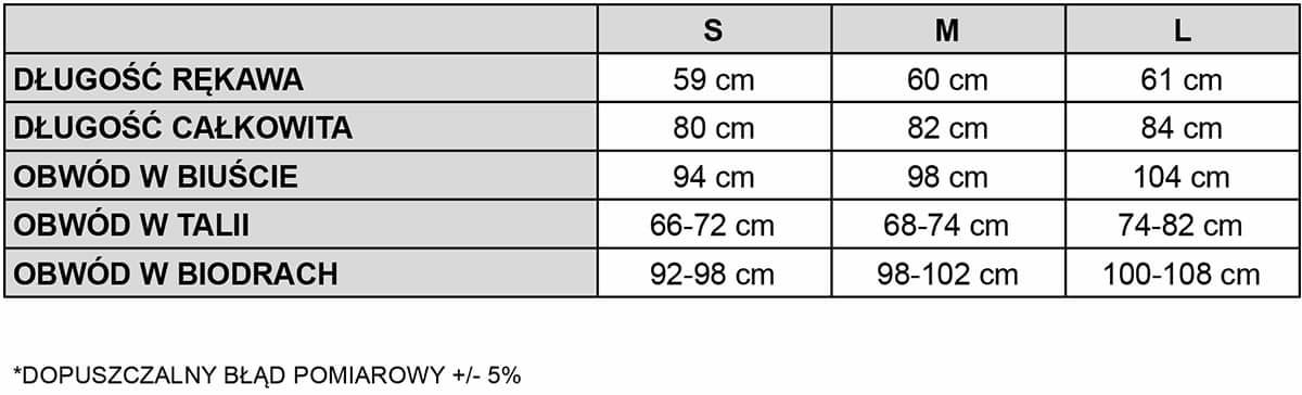 tabela rozmiarowa jedwabna sukienka fendo spadiora
