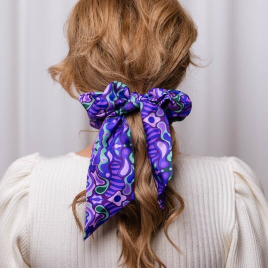 gumka scrunchie z szarfa kalejdoskop spadiora