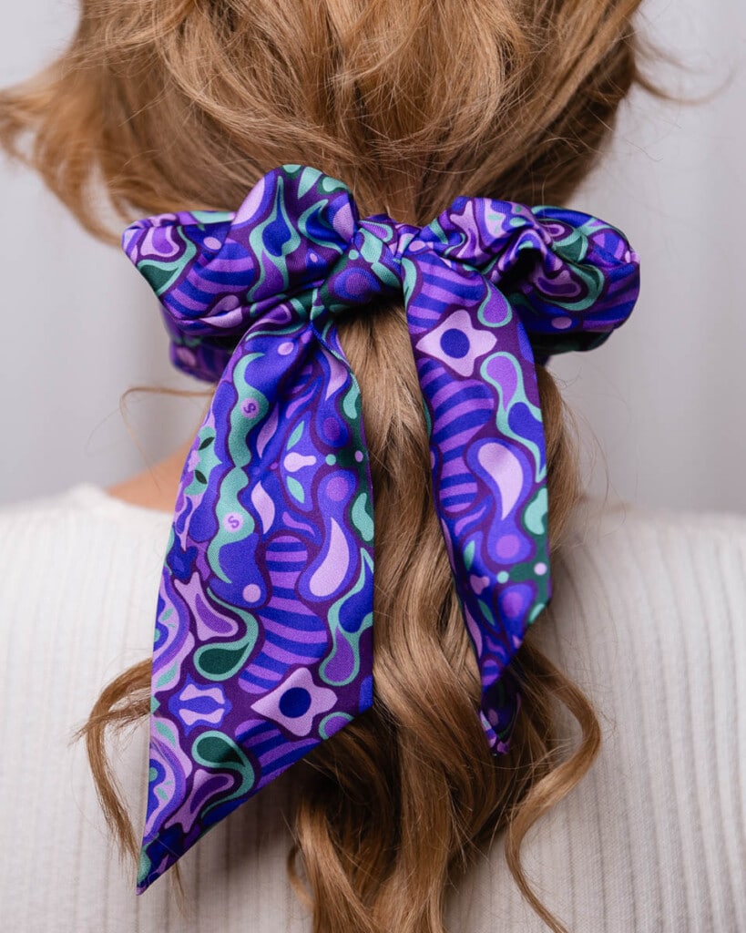 gumka scrunchie z szarfa kalejdoskop spadiora 1