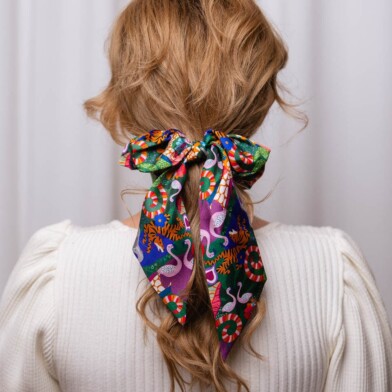 gumka scrunchie z szarfa safari spadiora