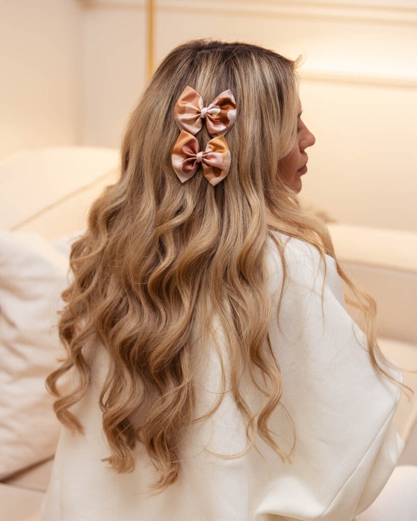 zestaw dwoch spinek do wlosow z jedwabnymi kokardkami arko kamuflaz spadiora 1