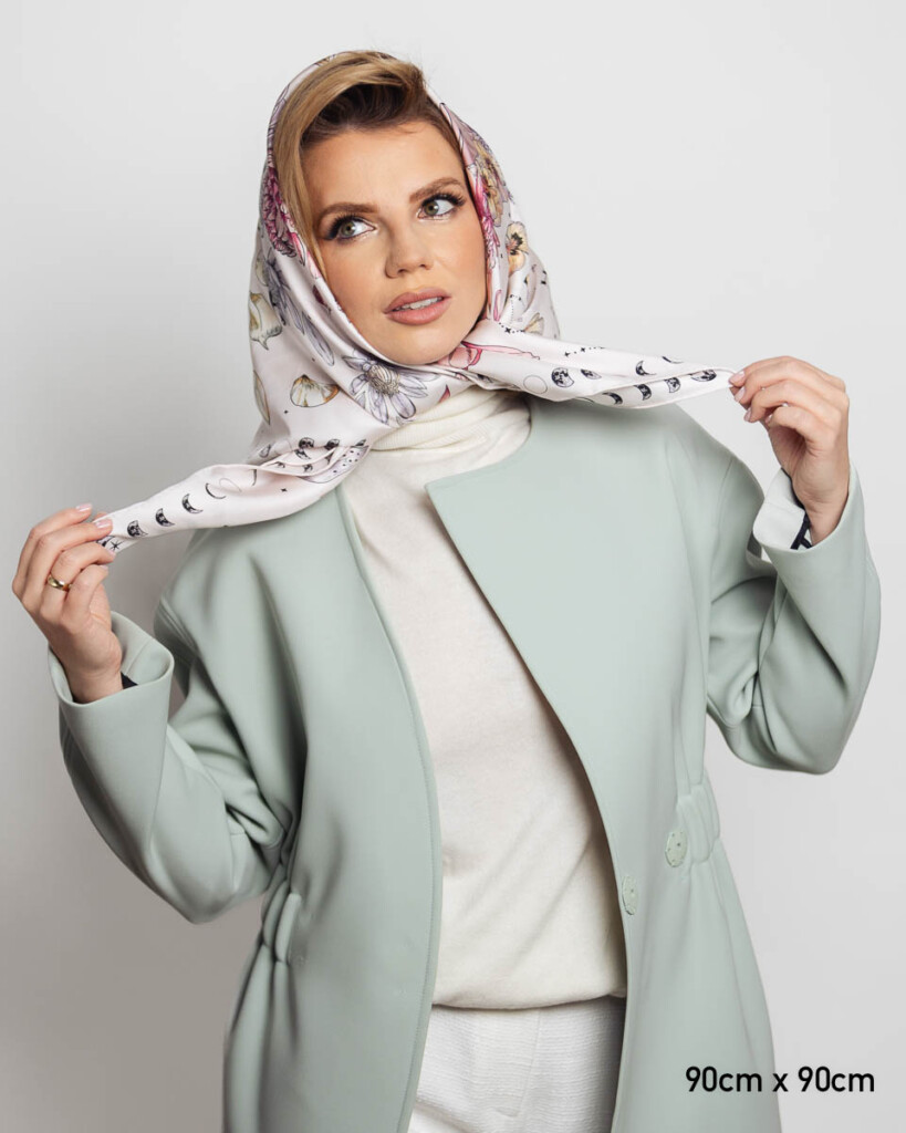 jedwabna apaszka dwustronna kwiaty zodiaku spadiora 11