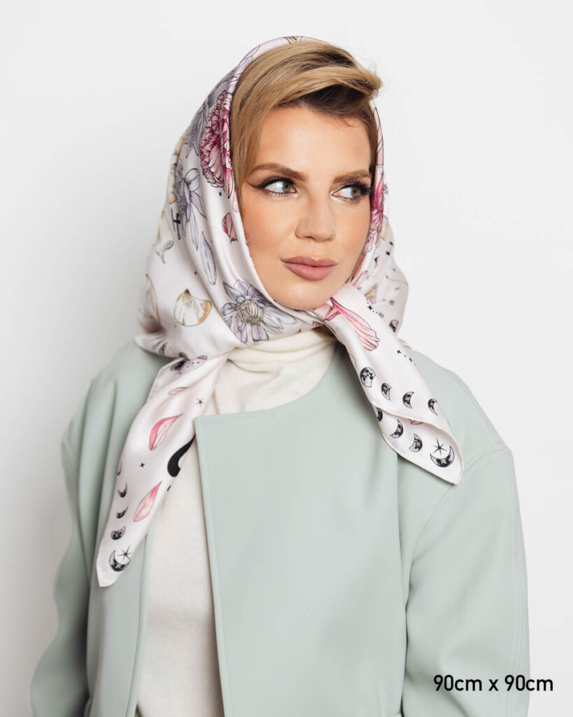 jedwabna apaszka dwustronna kwiaty zodiaku spadiora 15