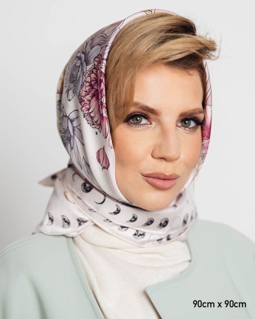 jedwabna apaszka dwustronna kwiaty zodiaku spadiora 17