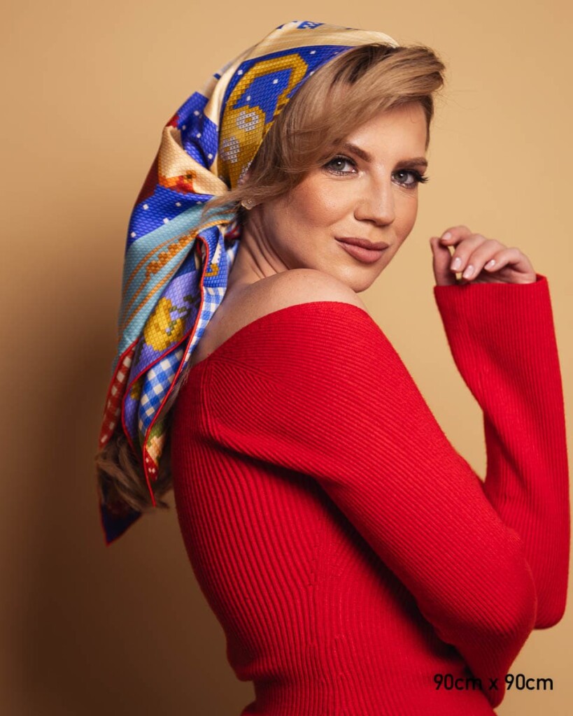 apaszka jedwabna dwustronna makatka spadiora 17